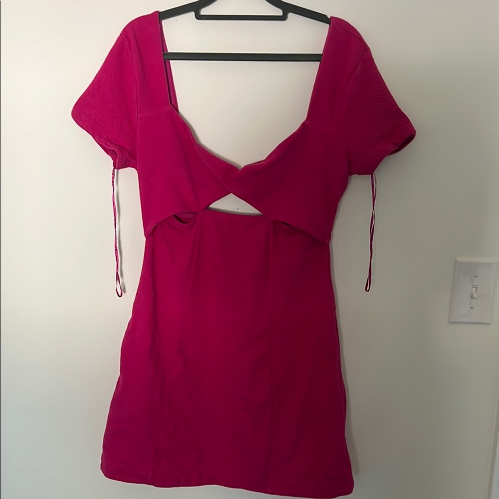 Maeve by Anthropologie Vibrant Pink Cut-Out Dress